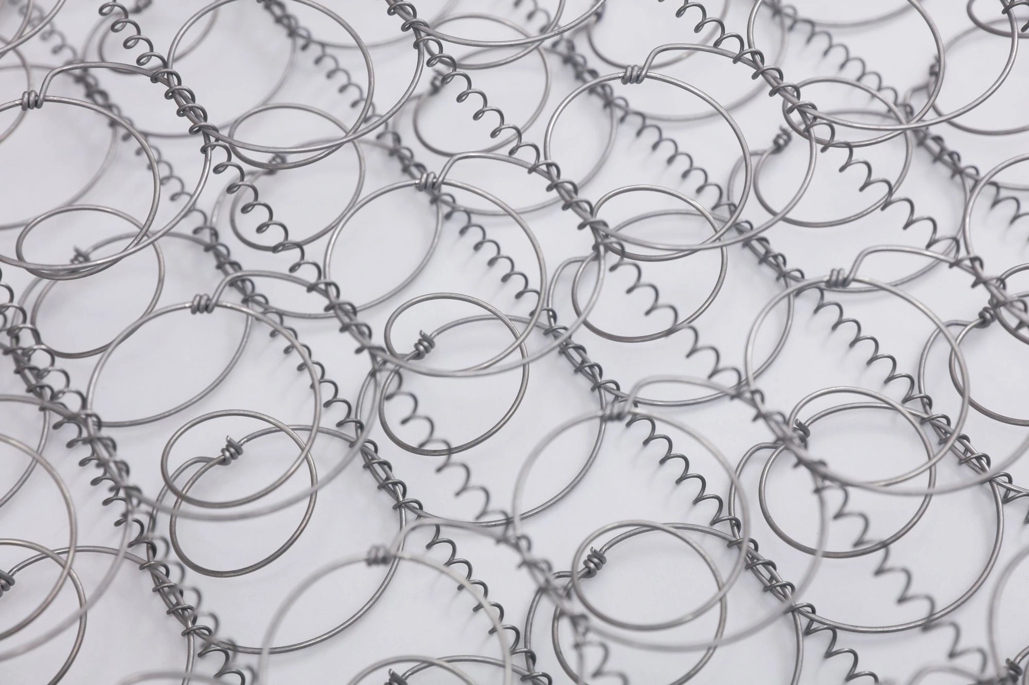 Coiled bed springs against a white background.